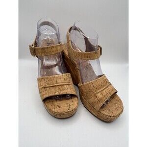Korks Bardot II Women's Platform Comfort Wedge Natural Cork Tan Sandals Size 8